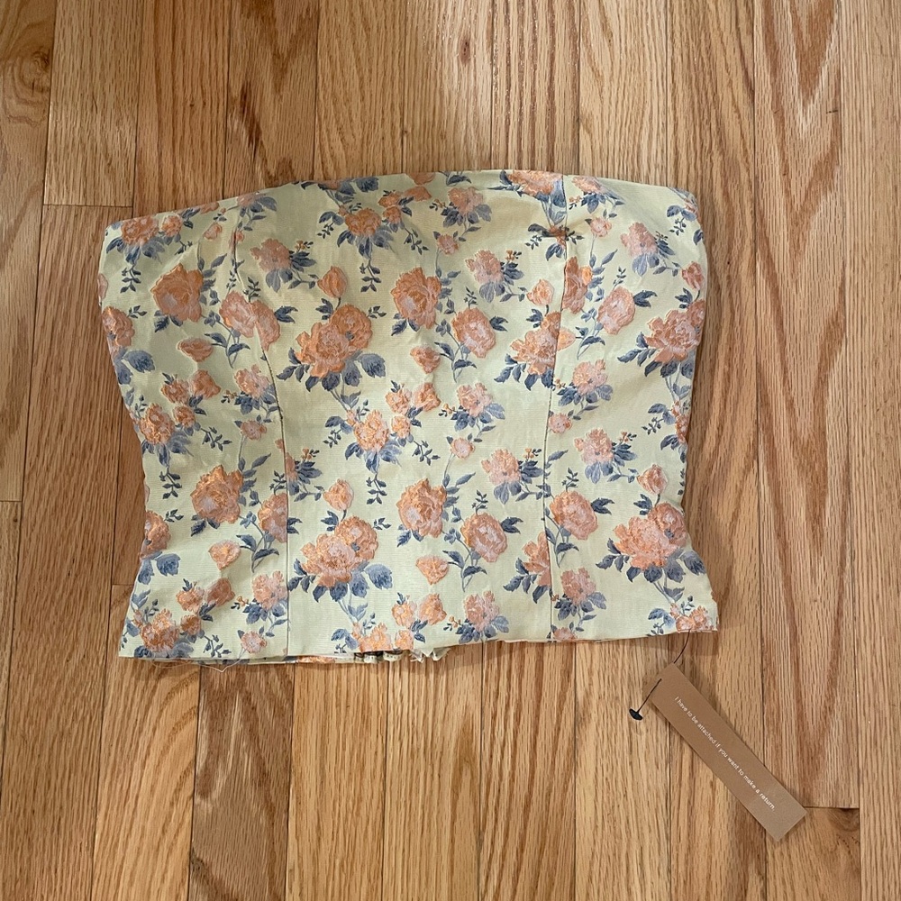 Reformation floral corset strapless top size 2